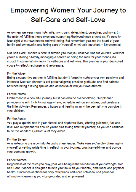 Self-love Planner